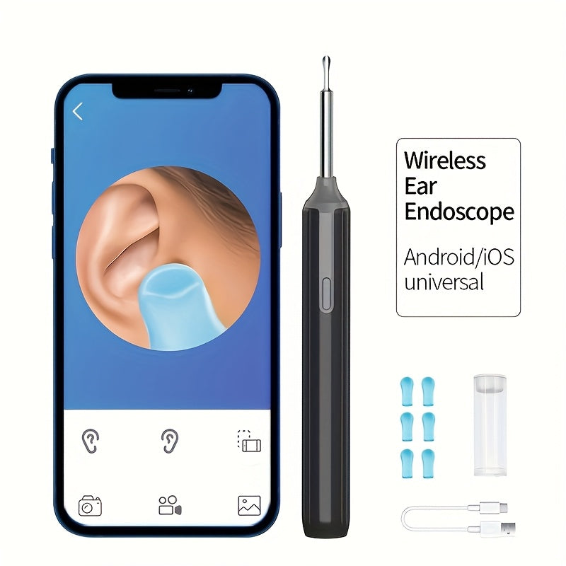 Cuckoo Yun Ear Wax Removal Tool with camera, USB-powered, rechargeable, Wi-Fi, HD scope, LED lights, and 6 ear picks. Perfect gift for earwax removal.