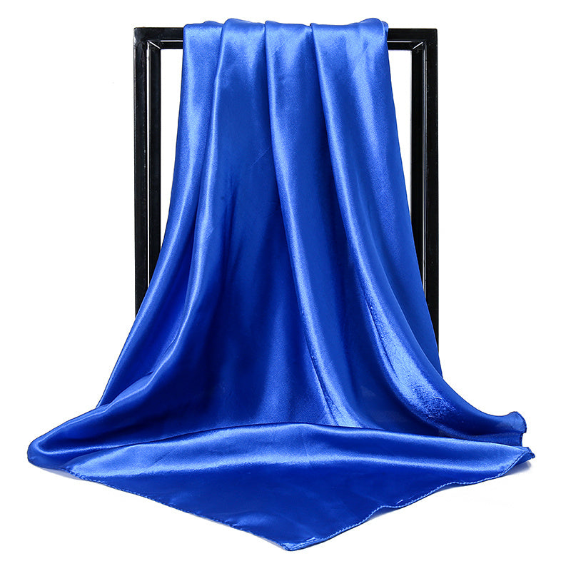 Large satin square scarf for women, suitable for hair wrapping or as a gift. Made from imitation silk.