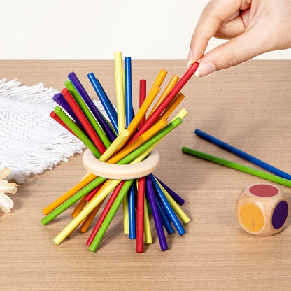 Wooden stacking game for children aged 3 and above, promotes color and shape recognition, spatial thinking, and logical analysis. Perfect for parent-child interactive play and holiday gift.