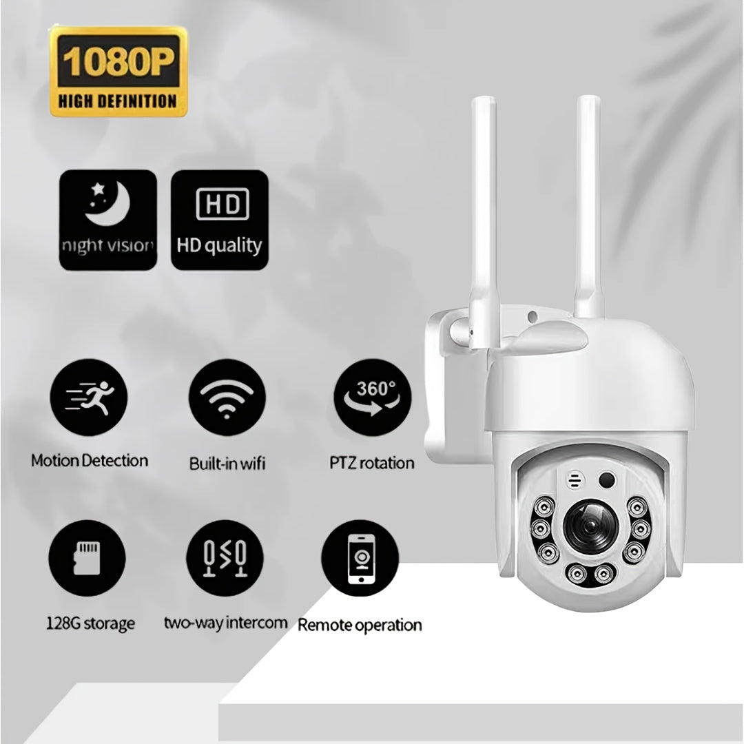 1080P HD PTZ Security Camera with Audio, Auto-Tracking, 360° Panoramic View, AI Human Detection, Two-Way Audio, Full Color Day & Night Vision, USB Powered, Wi-Fi Enabled, Made of ABS Material, Ideal for Home & Business Surveillance.