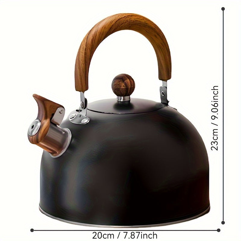 Black Stainless Steel Whistling Tea Kettle - Authentic Japanese Cast Iron Whistle Kettle for Stovetop, Indoor & Outdoor Camping, No Electricity Required