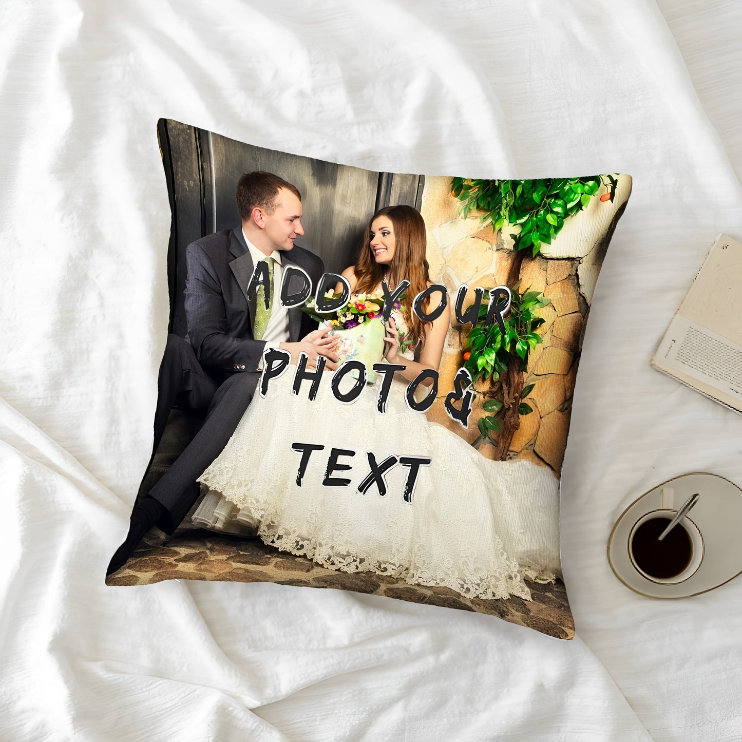 Soft single-sided printed short plush pillowcase measuring 45.72x45.72 cm, featuring a customized pet dog family photo. Perfect for home sofa decor and makes a great Valentine's Day holiday gift. Note: Does not include pillow core.