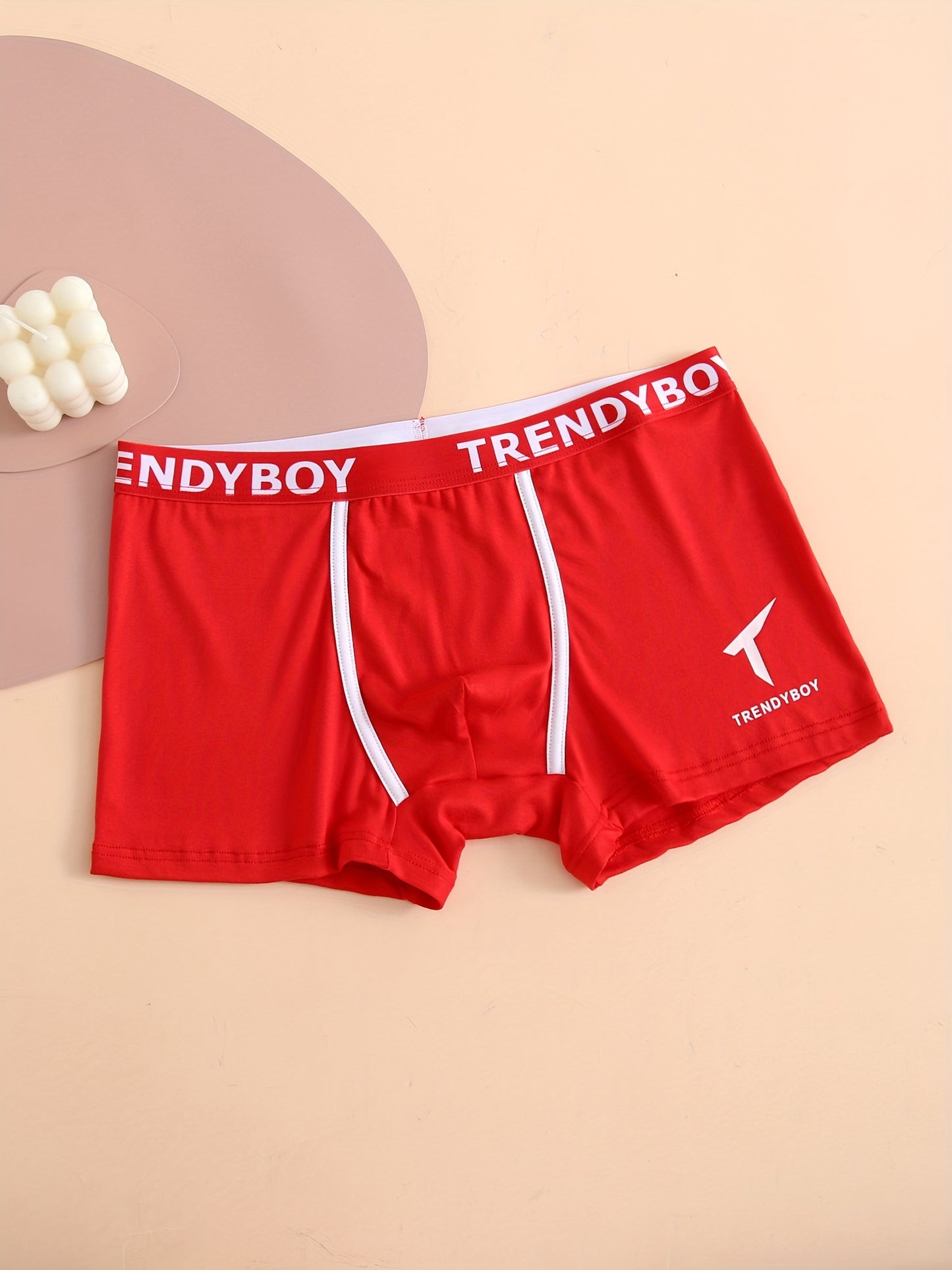 3 Men's Cotton Boxer Briefs with Solid Color and Fashion Letter Print