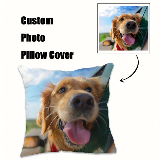 Customize your own pet photo pillow cover for a special Christmas memorial gift. This commemorative cushion case features a single-sided print and measures 45.72x45.72 cm. Made of high-quality polyester fiber, this cover does not include an insert.