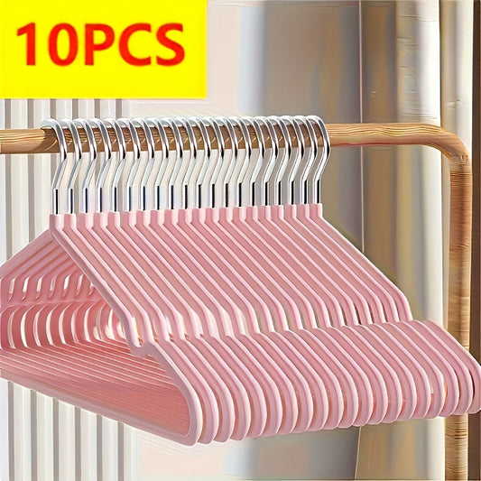 Set of 10 Durable Metal Hangers with Shoulder Groove, Painted Finish and Non-Slip Features - Ideal for Organizing Wardrobes