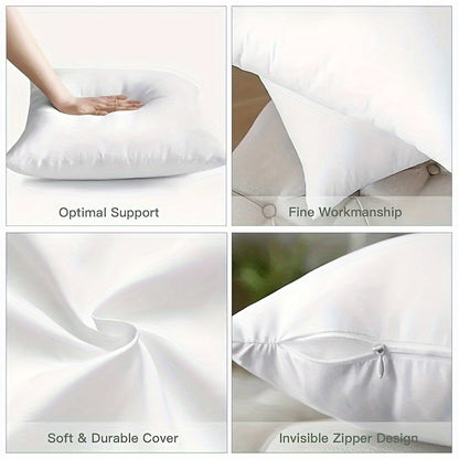 Set of 4 hypoallergenic square throw pillow inserts with soft polyester fill for various room decor.