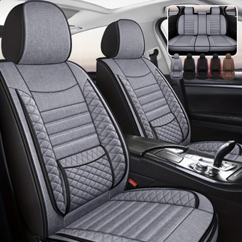 M06 Fiber Hemp Car Seat Cushions - Universal Fit, Breathable Covers for 5-Seats Vehicle, Four Seasons Material