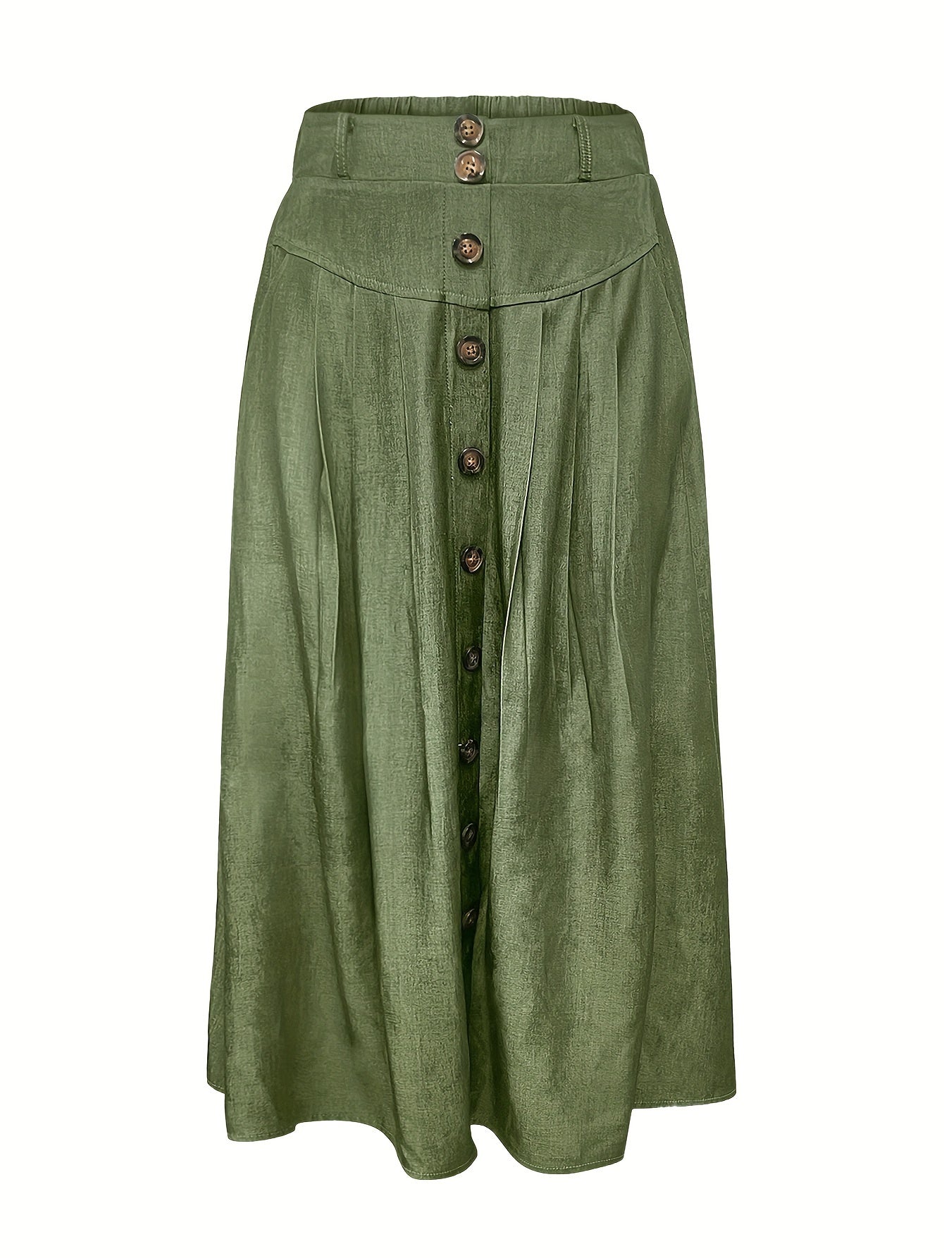 Dual pocket button front skirt, loose fit for spring & summer.