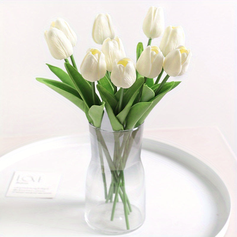 10 Artificial tulip flowers for DIY bridal bouquets, home decoration, and indoor/outdoor display.