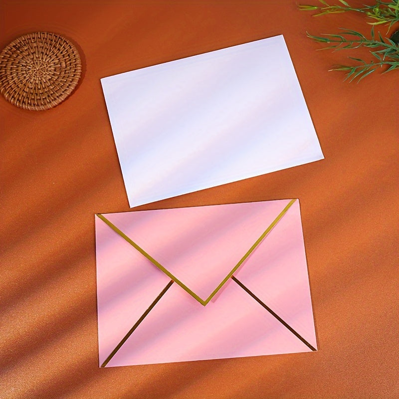 50/100pcs C6 Letter Envelope featuring Western-style design, gilded double-offset paper for Wedding Invitations.