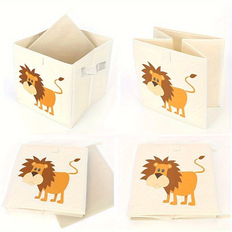 24L Oxford Cloth Folding Storage Basket for organizing kids' toys, clothes, and miscellaneous items in the living room, featuring a cute animal pattern from WHICHLIFE.