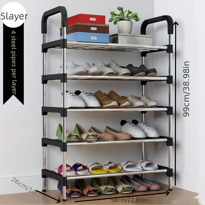 Metal Shoe Rack with 8 Tiers - Ideal for Entryway, Porch, Patio, Bedroom, Living Room - Durable Freestanding Shoe Organizer Saves Space in Any Room