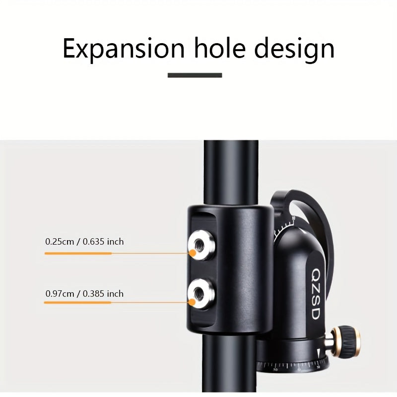 Lightweight horizontal pole with small camera swing arm for shooting vertically at 90 degrees. Compatible with DSLR, mirrorless cameras, and mobile phones. Bottom interface is 3/8 inch and