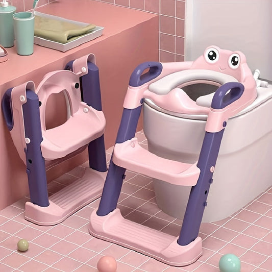 Foldable Toilet Training Seat for Kids, Frog Design with Step Stool - 1pc