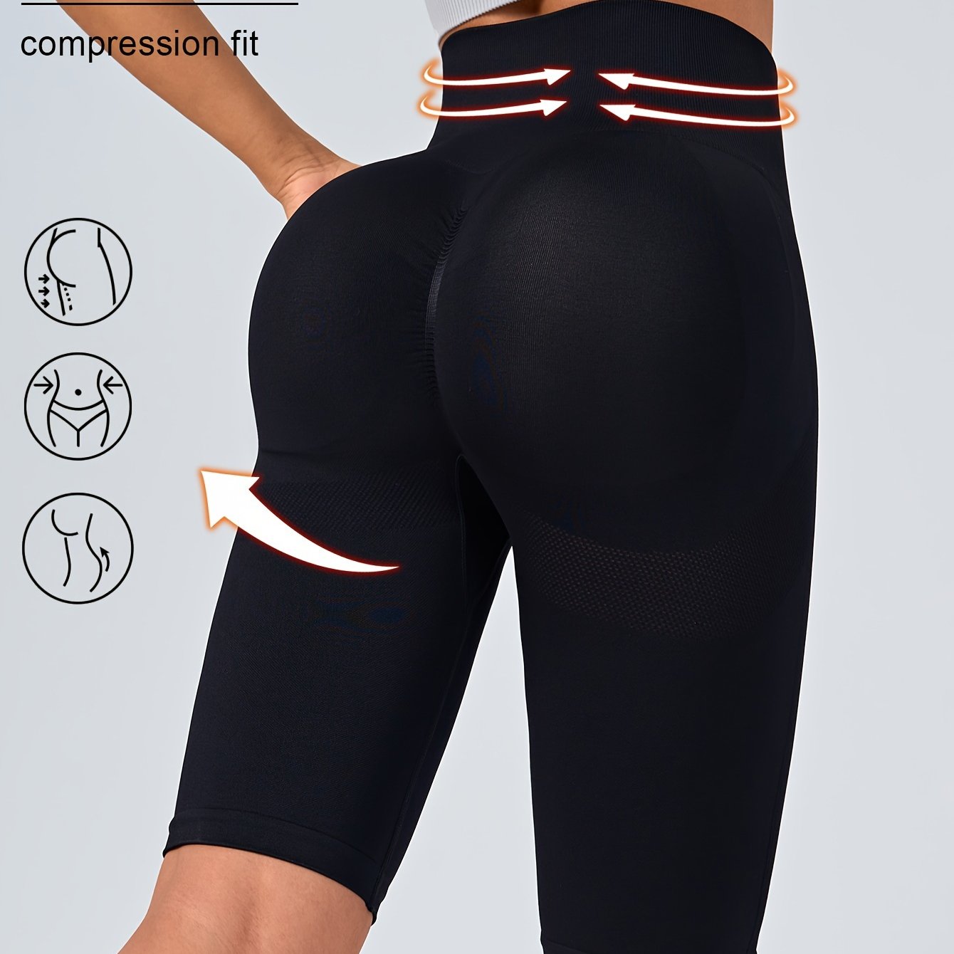 Solid color knitted yoga fitness pants for women with high waist, hip lift, and tight belly.