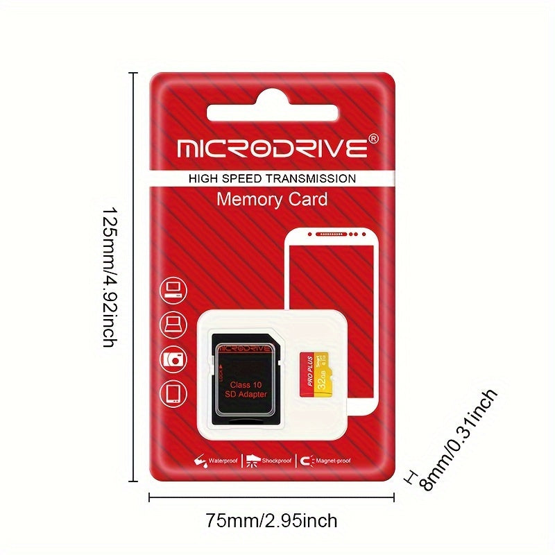 256GB Class10 U3 UHS-I TF memory card for 4K HD with SD adapter in yellow and red.