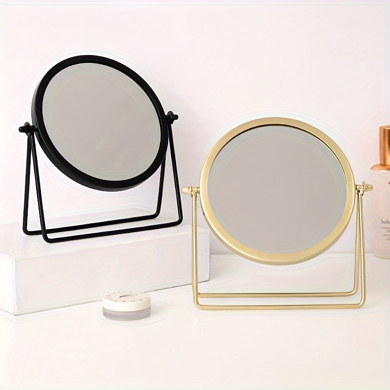 Stylish iron vanity mirror for bedroom with rust-proof finish, no battery required.