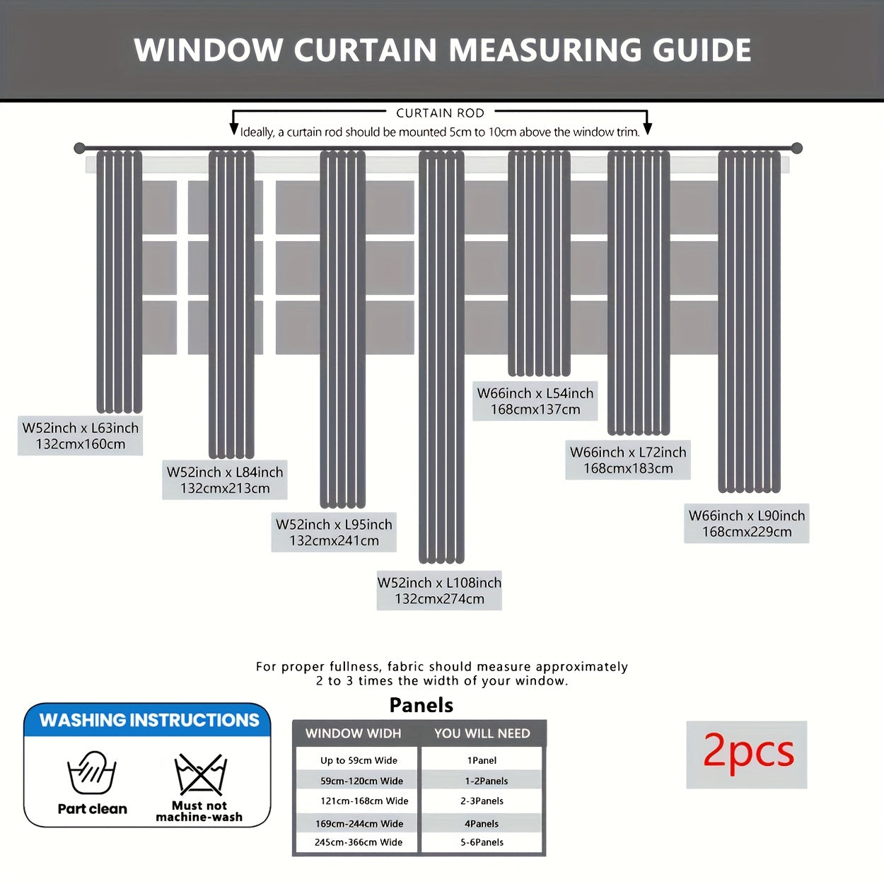 Two pieces of contemporary blackout curtains made from thermal insulated twill weave polyester. They are designed to reduce noise and block out light, making them perfect for the living room, bedroom, or study. These curtains feature a hook and ring rod