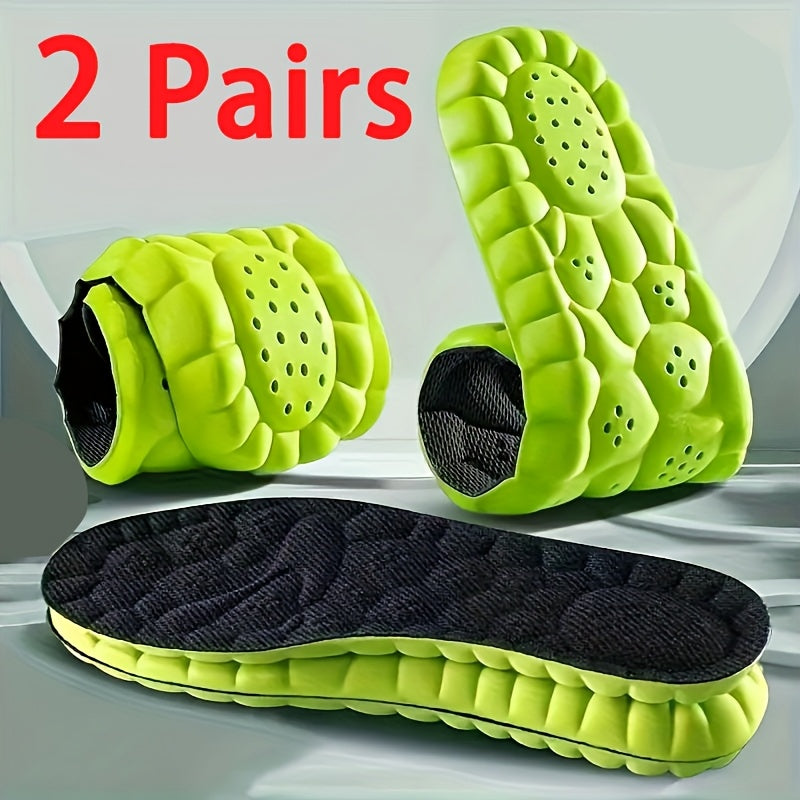 2 Pairs of lightweight, soft, elastic sponge insoles for sports and casual shoes, provide breathable, comfortable foot cushions.