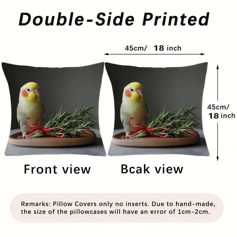 Throw Pillow Cover with Cockatiel Design - Made for Seasonal Decor with Durable and Double-Sided Features | Ideal for Living Room, Bedroom, or Office Sofa | Easy to Clean with Machine Washable Polyester Fabric (Insert Not Included)