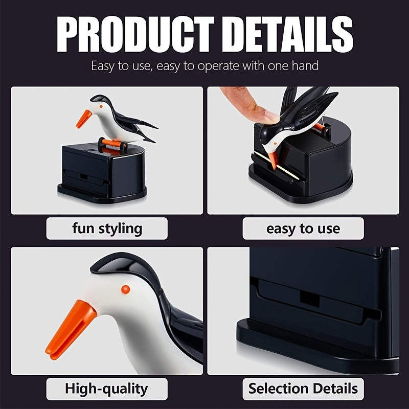 Adorable Bird Toothpick Holder with Creative Press Design, Toothpick Dispenser (Black)