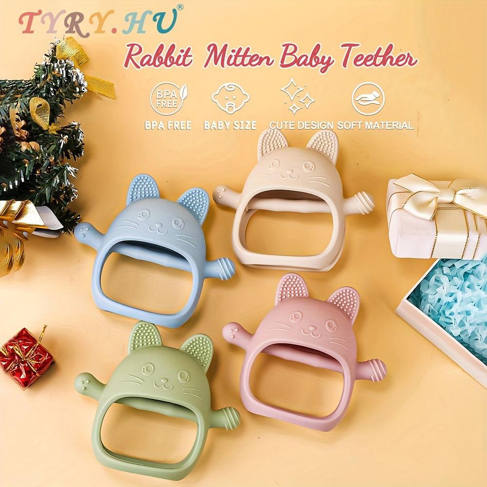 TYRY.HU Adorable Rabbit Silicone Teething Gloves for Kids - Non-Toxic, Gentle & Bendable Chew Toy for Soothing Needs - Ideal Christmas & Thanksgiving Present