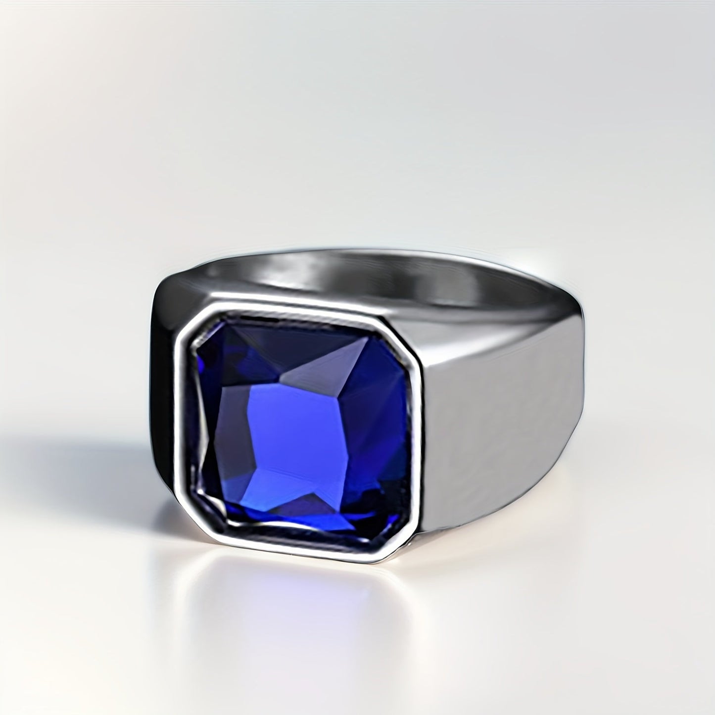 Stylish Stainless Steel Ring with Synthetic Zirconia - May Birthstone for Men and Women. Perfect for Parties, Banquets, or as a Valentine's Day Gift. From our Summer Collection, this Plated Fashion Jewelry adds a touch of elegance to any outfit.