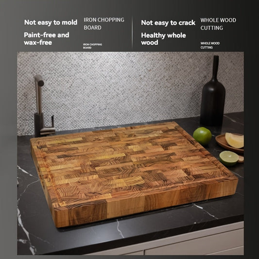 Introducing the Yuzu Wood Large Rectangular Teak Cutting Board - Durable Solid Wood Chopping Board with Juice Groove, Perfect for Food Preparation - A Versatile New Addition to Your Kitchen Collection