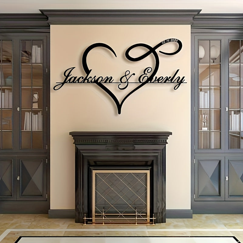 Personalized Infinite Heart Wall Art, Customizable Metal Love Symbol, Made from Durable Iron Material, Perfect for Home and Wedding Decor, Featuring a Removable Design, Recommended for Ages 14 and Up