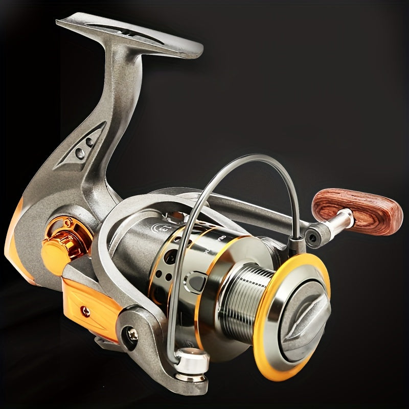 Rsenr High-Performance Spinning Fishing Reel with Stainless Steel & Copper/Aluminum Alloy, Smooth Bearings, Durable Wooden Handle - Ideal for Freshwater & Saltwater Fishing.