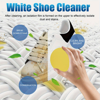 Sport Shoe Whitening Cleaning Cream with Sponge - Stain and Scuff Remover for Sneakers, Boots, and Canvas Shoes - Contains Chemicals - Quick and Effective Shoe Care Cleaner.