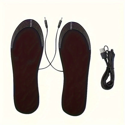 USB heated shoe insoles provide winter foot warmth without batteries, ideal for outdoor activities.