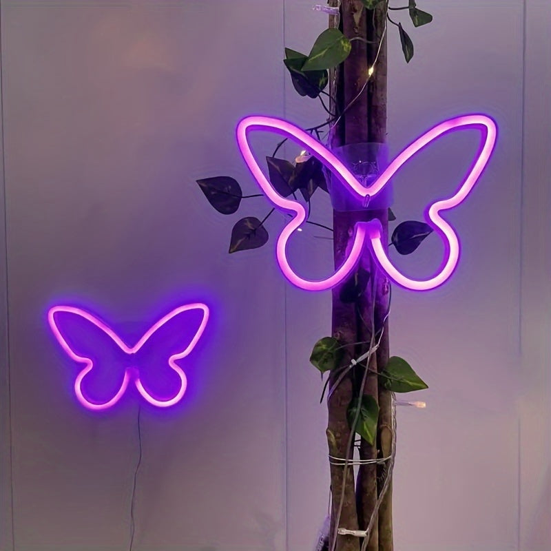 LED butterfly neon sign light for bedroom girls room decoration, USB/battery operated for parties and special occasions.