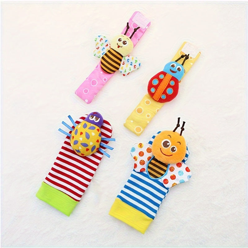 XLiKaa Baby Rattle Socks and Wrist Rattles Set made from soft sensory cotton material for infant hand and foot development, vision and hearing development, and color cognition. Perfect as a baby gift.