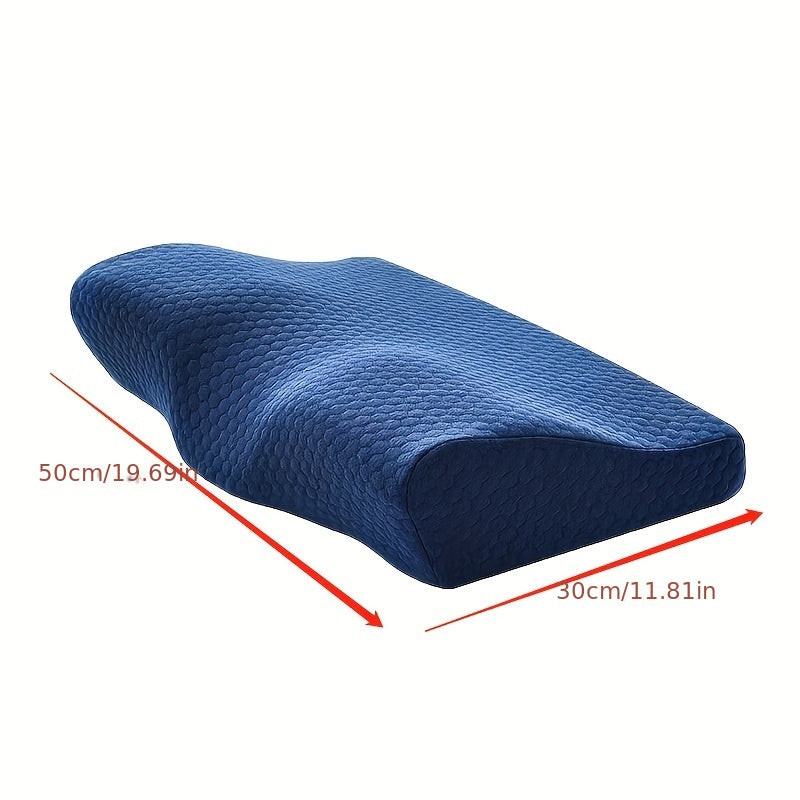 Bestselling 1pc Ergonomic Memory Foam Butterfly Pillow for Neck Support - Slow Rebound, Orthopedic Design with 3D Partition Support, Breathable & Reversible Cover, Suitable for All Sleep Positions