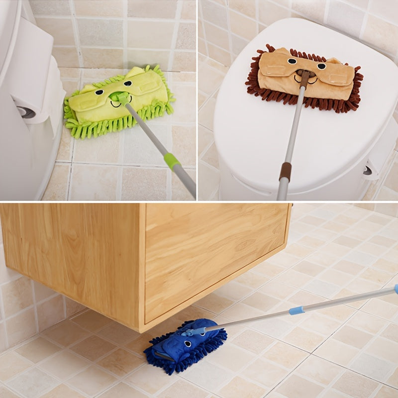 Children's Mop for Household Cleaning - 1 Piece. This retractable mop is a fun children's toy and a mini flat mop for cleaning. It features chenille dust removal tool for easy corner cleaning in children's bedrooms. Perfect for play house fun!