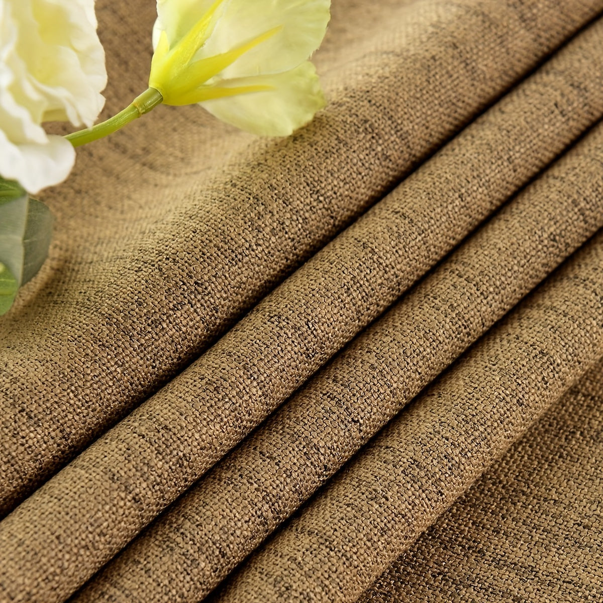 Vintage-Inspired Meteor Burlap Blackout Curtain - Stain Resistant, Rod Pocket Design, Pleated Polyester for Living Room & Bedroom, Light Blocking, Easy Care, Living Room Curtains