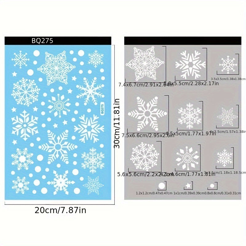 Beautiful Bohemian Style Double-Sided Christmas Decals for Home & Party Winter Holiday Decor - Reusable Snowflake Window Clings