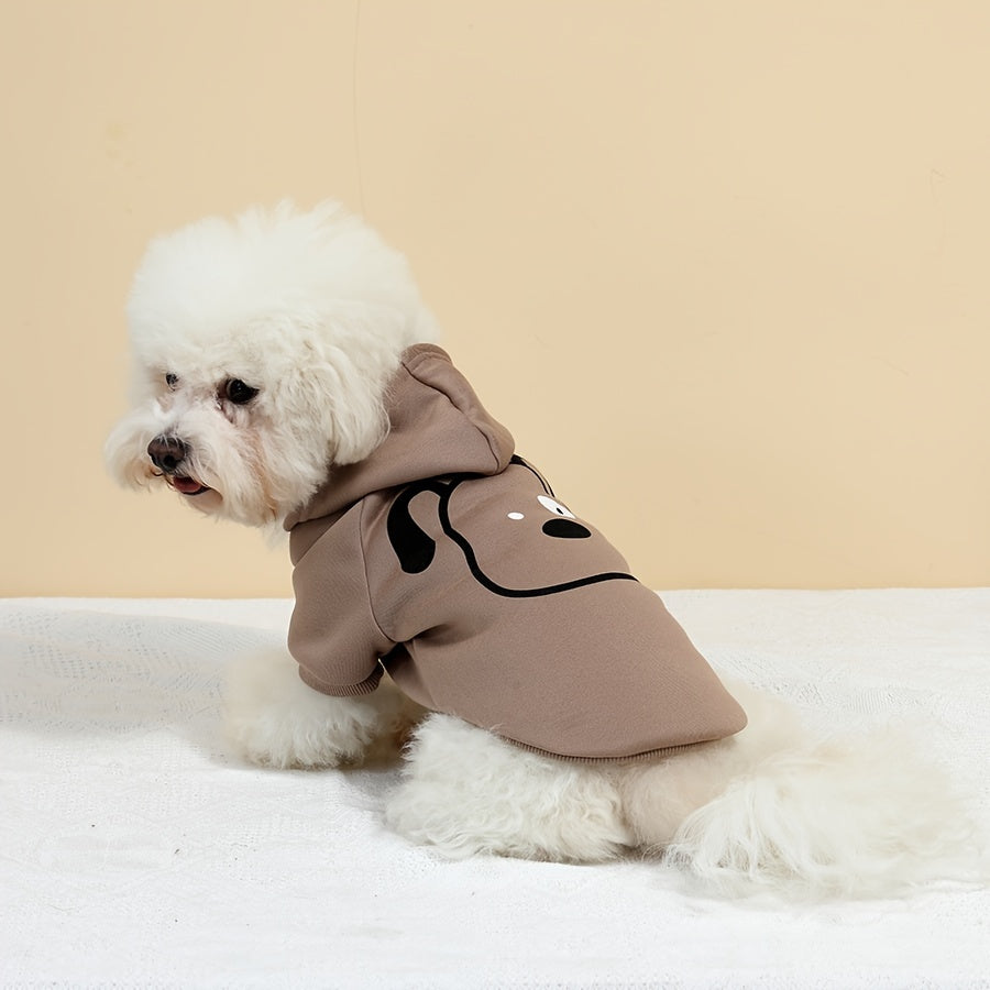 Winter pet hoodie - knit polyester pullover sweatshirt for small to medium breeds, machine washable cozy plush pet clothing.