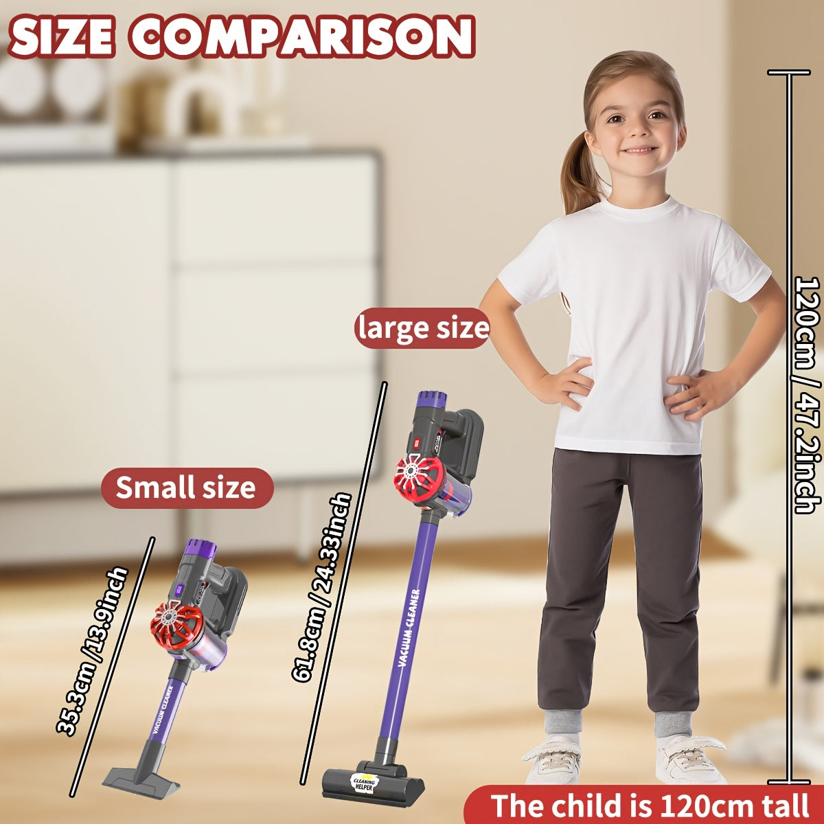 3-In-1 cordless vacuum toy set with real suction power, ideal for pretend play and cleaning - great holiday gift for kids.