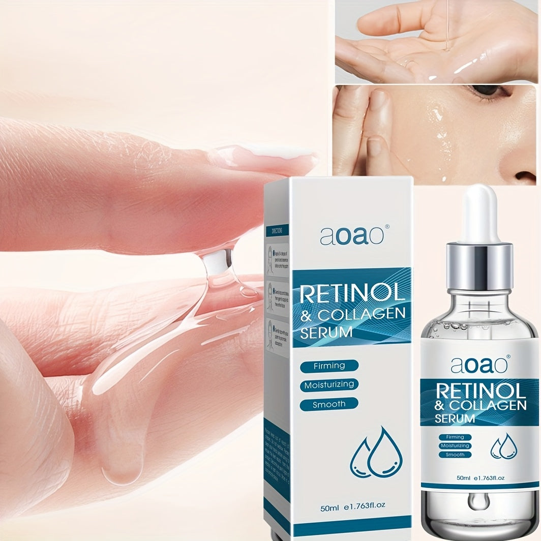 High-End Facial Treatment Serum for Smooth, Beautiful Skin with Retinol, Collagen, and Hyaluronic Acid, Alcohol-Free.