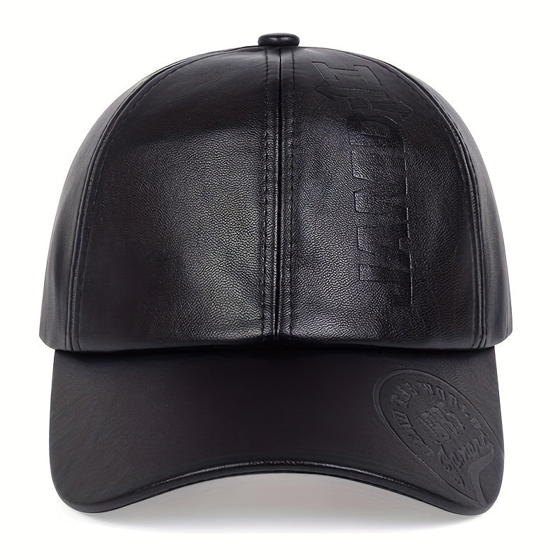 British PU leather baseball cap for men, adjustable and breathable. Perfect for all seasons and makes a great Christmas gift.