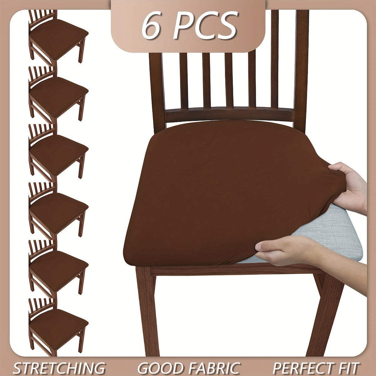 Choose from multiple colors of these simple and elegant chair covers, available in either a 4-piece or 6- piece set. Made from high elastic, flocked material, these covers are soft, comfortable, dustproof, and stain resistant, offering protection for