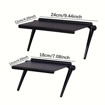 Adjustable Tilt Head TV Stand Shelf with Plastic Top Mount for Home Office - No Electricity Required, Ideal for Organizing Media Boxes, Routers, and Computer Monitors on Desktop.