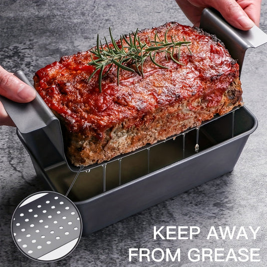 Prepare a meat pie pan with a drainage tray to bake non-stick meatloaf, reducing fat and improving flavor; an essential bread pan set for winter cooking.