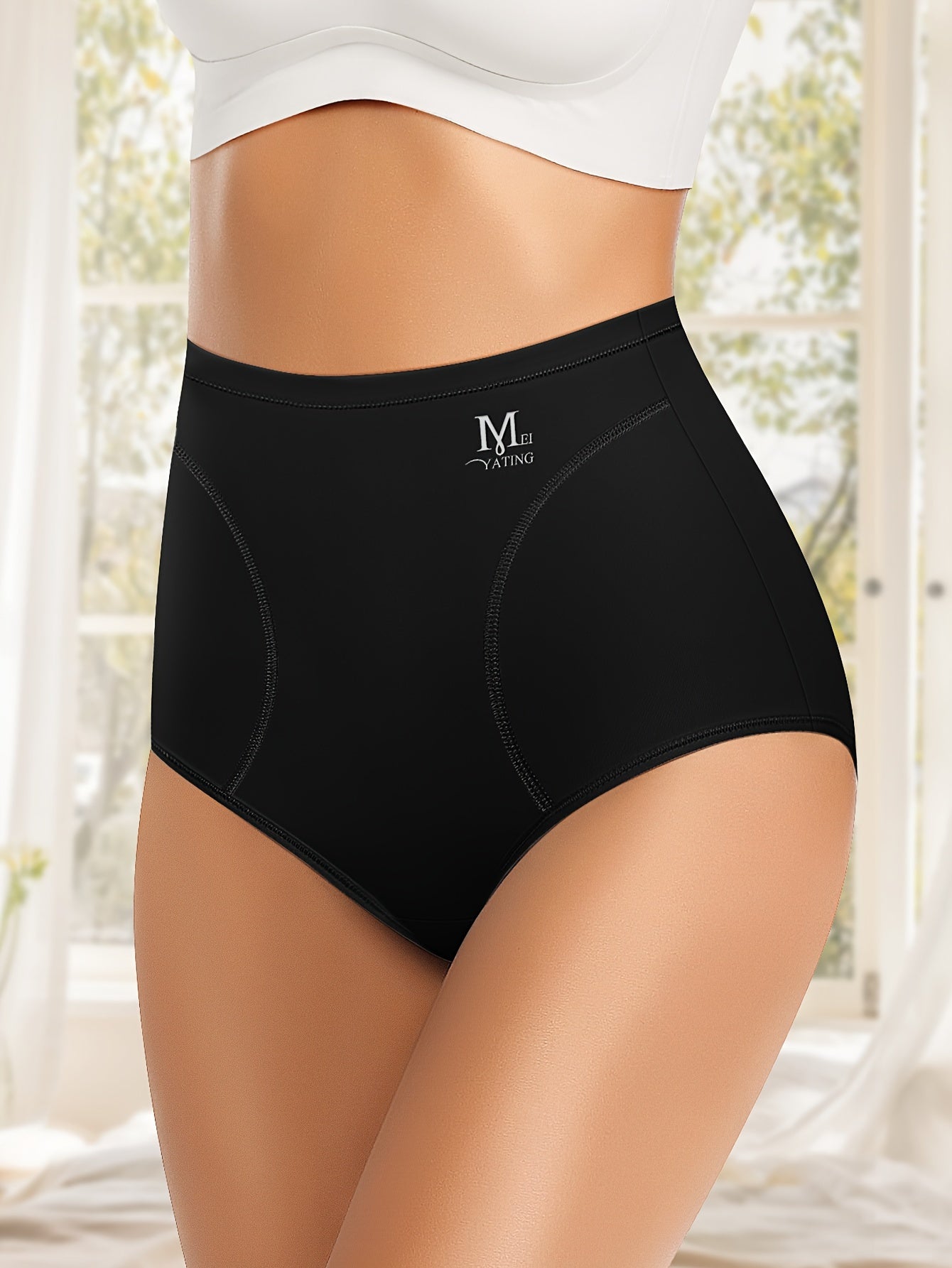 High waist seamless briefs with label print, sexy, comfy, breathable, and stretchy. Perfect for fall and winter lingerie.