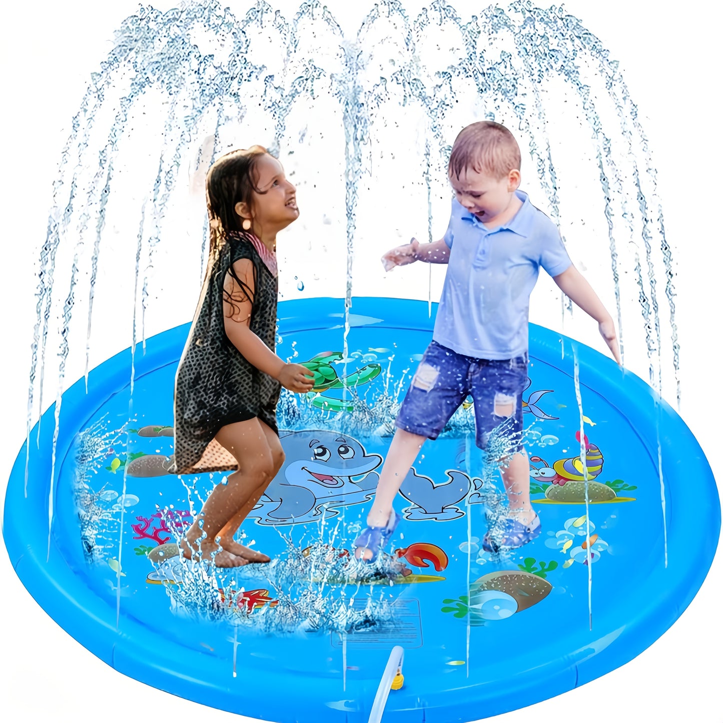 yyfish Двухсторонний разбрызгиватель Splash Pad, 170 см/66,9 дюйма, прочный ПВХ, семейное развлечение для детей 3-5 лет