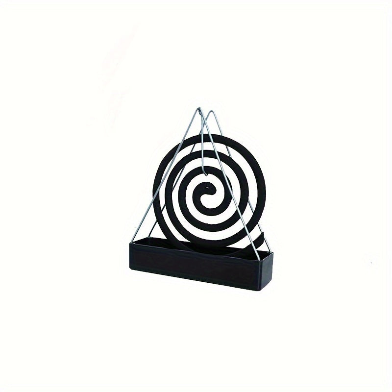 Sleek Triangle Iron Mosquito Coil Holder with Plastic Tray - Indoor/Outdoor Incense Burner for Home Decor