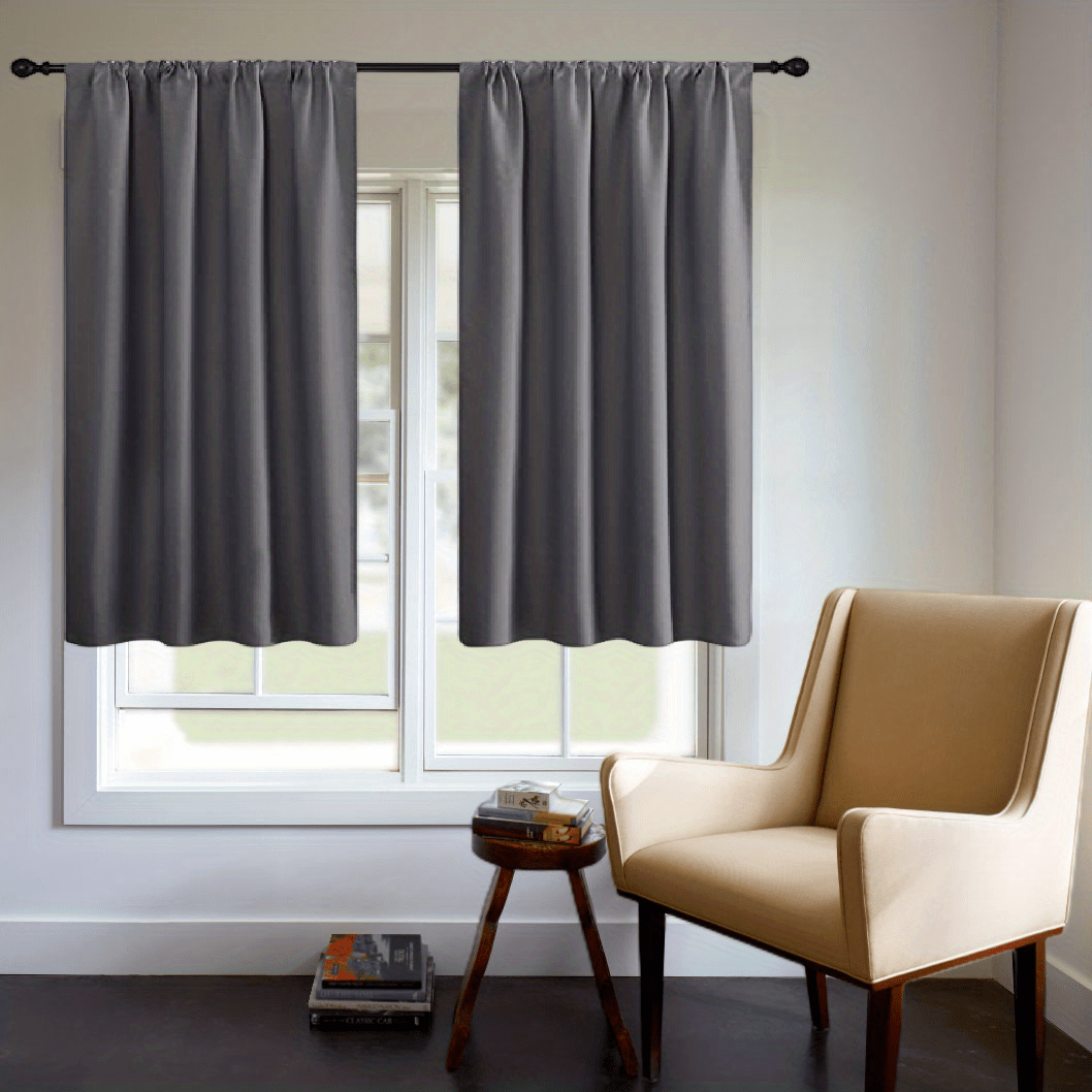 One Blackout Curtain (1 Panel) - Thick Rod Pocket Curtain for Heat Insulation and Light Blocking in Bedroom, 200g;