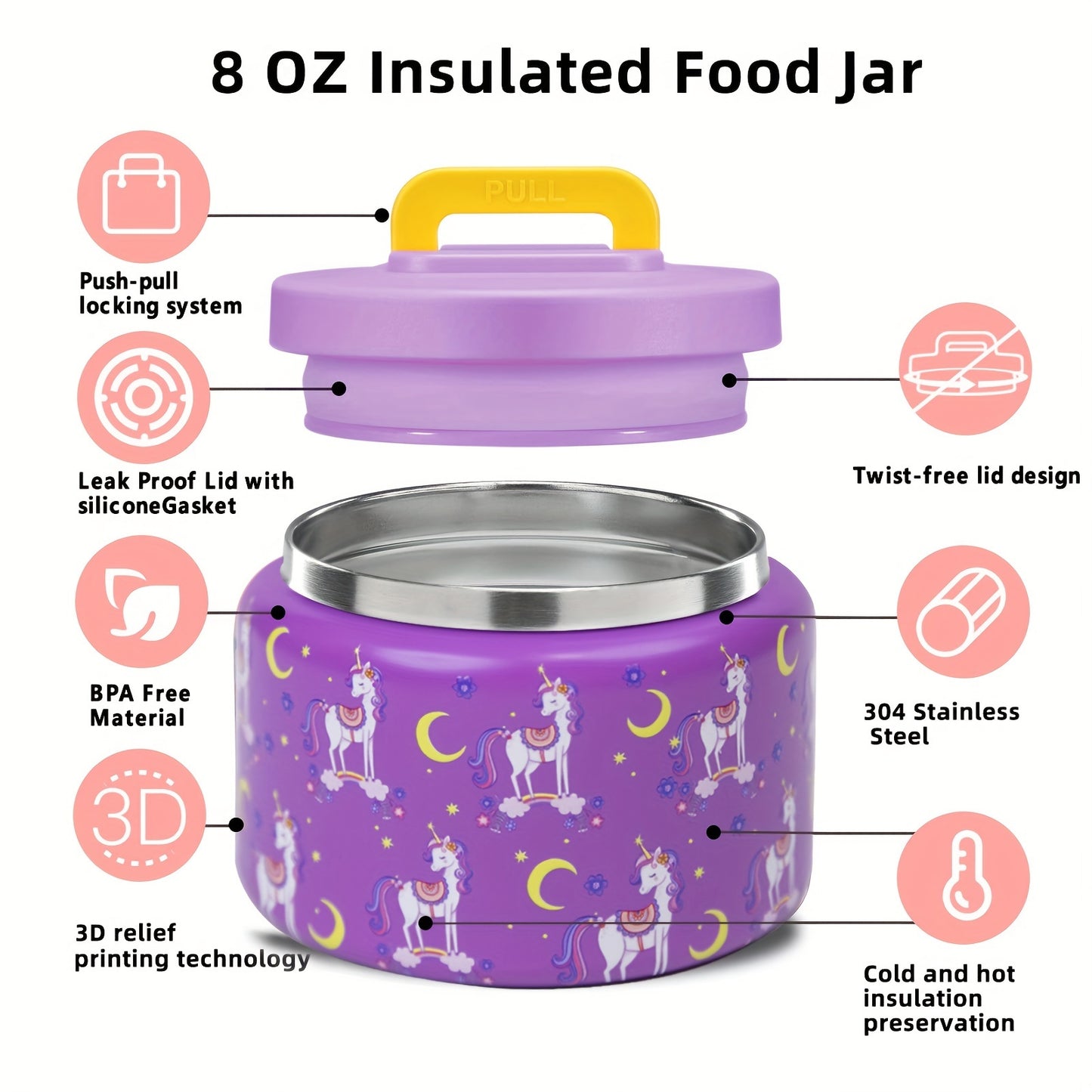 Kids' Bento Box Set with insulated food jar, lunch bag, ice pack, and utensils. Leak-proof container with 5 compartments, perfect for school or work.